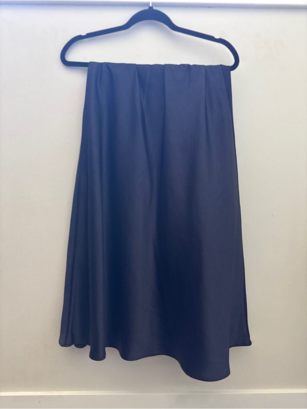 OAK + FORT Navy Blue Satin Midi Slip Skirt